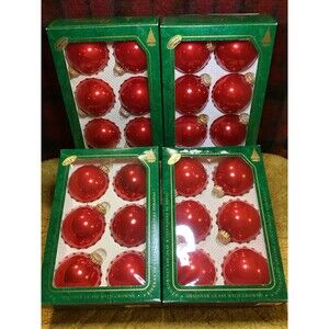 Christmas By Krebs Designer Glass Bulb Ornaments Candy Apple Red 6 Bulbs Per Box